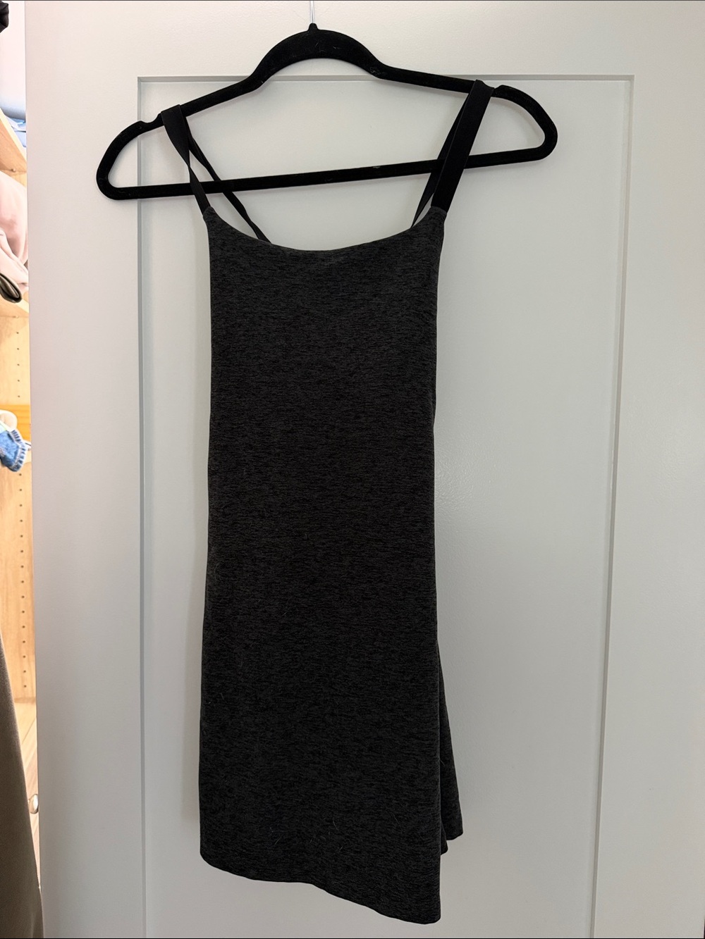 Beyond Yoga Women’s Charcoal Gray Asymmetric Tank Dress w Shorts
